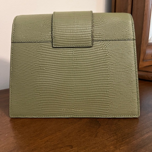 Strathberry Box Crescent in lizard-embossed olive leather - Picture 3 of 9